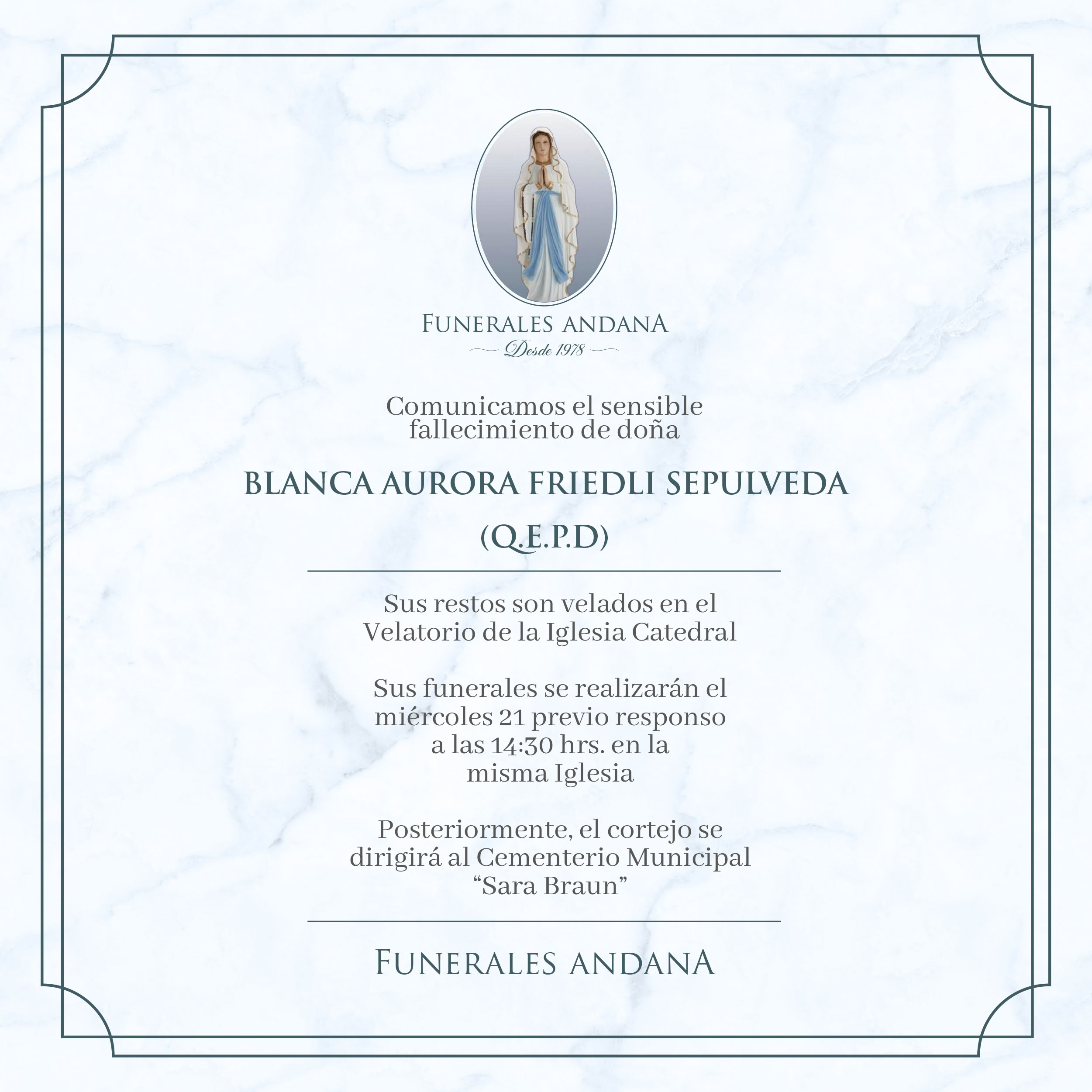 Blanca Aurora Friedli Sepulveda