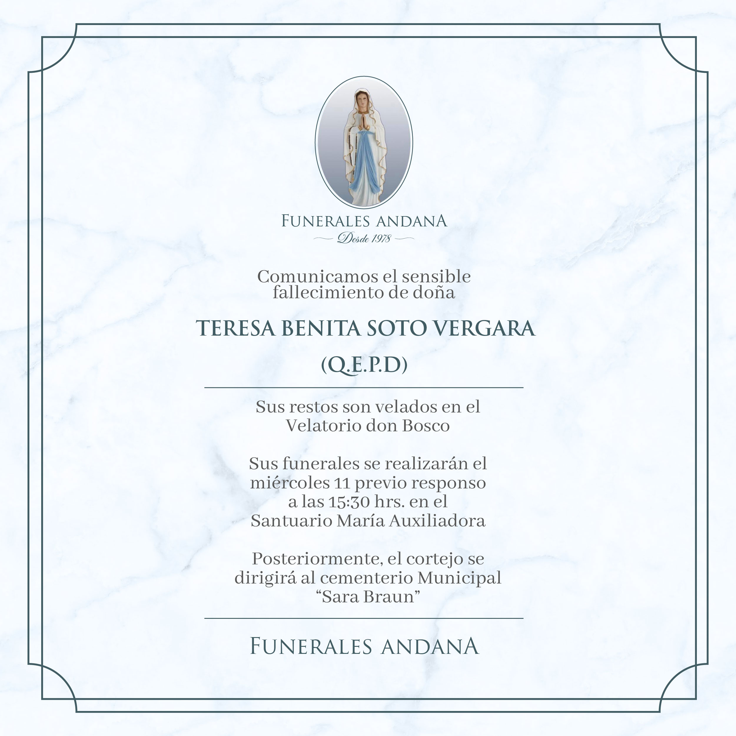 Teresa Benita Soto Vergara