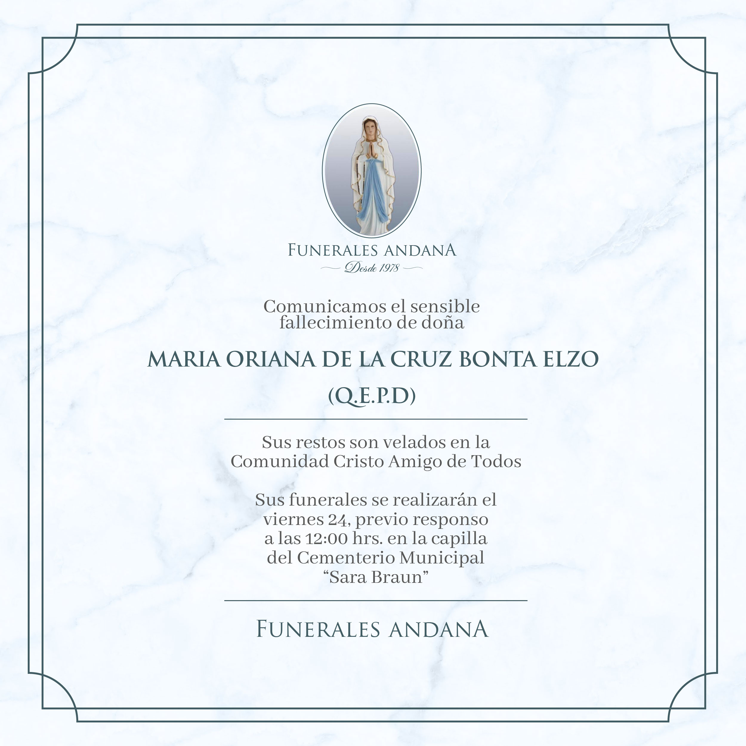 Maria Oriana De La Cruz Bonta Elzo